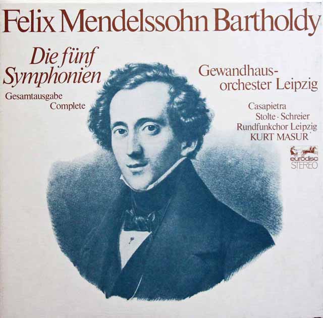 マズアのメンデルスゾーン/交響曲全集　独eurodisc　3330　LP レコード