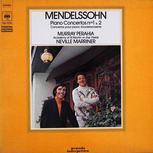 ペライア、マリナーのメンデルスゾーン/ピアノ協奏曲第1、2番　独CBS　3688　LP レコード