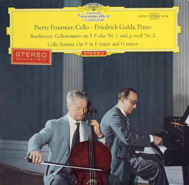 【赤ステレオ/独最初期盤】　フルニエ、グルダのベートーヴェン/チェロソナタ全曲　独DGG　3332　LP レコード
