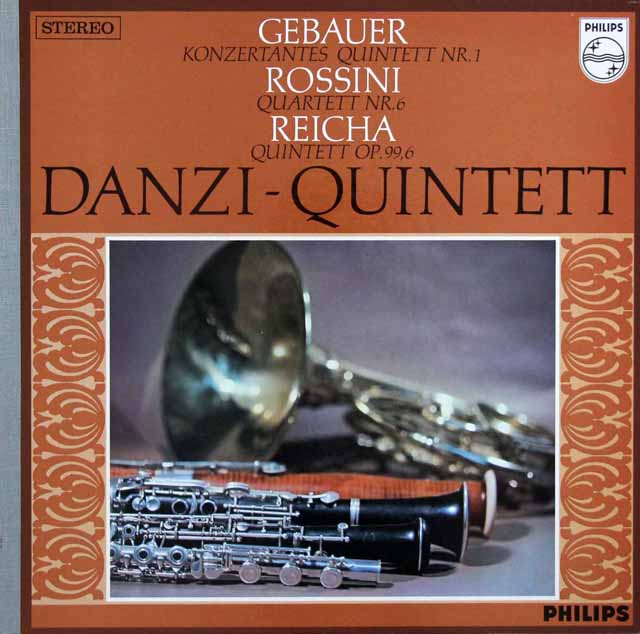 ダンツィ五重奏団のゲバウアー、ロッシーニ、ライヒャの作品集　蘭PHILIPS　3799　LP レコード