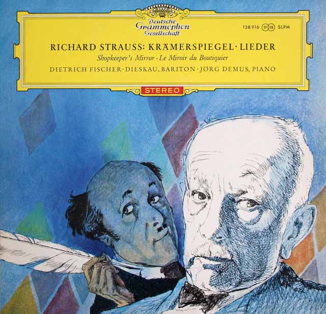 【赤ステレオ/独最初期盤】　フィッシャー=ディースカウ&デームスのR.シュトラウス/歌曲集「商人の鑑」ほか　独DGG　3333　LP レコード