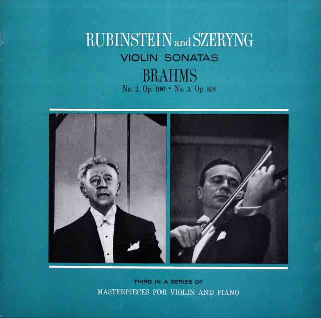 シェリング、ルービンシュタインのブラームス/ヴァイオリンソナタ第2、3番　独RCA　3334　LP レコード