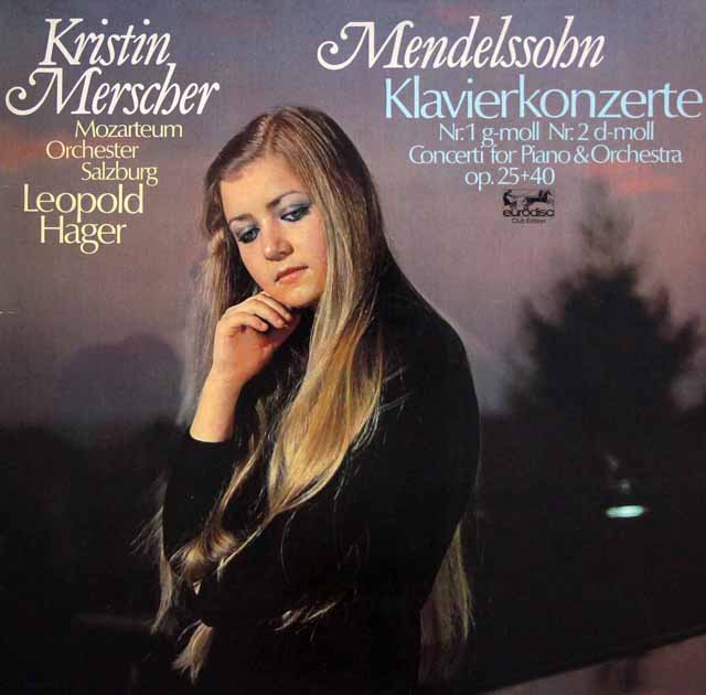 メルシャー、ハーガーのメンデルスゾーン/ピアノ協奏曲第1、2番　独eurodisc　3334　LP レコード