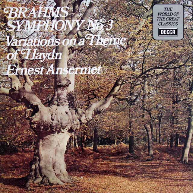 アンセルメのブラームス/交響曲第3番ほか　英DECCA　3335　LP レコード