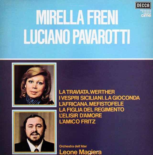 フレーニ&パヴァロッティのイタリア、フレンチ・オペラ・アリア&デュエット集　伊DECCA　3335　LP レコード