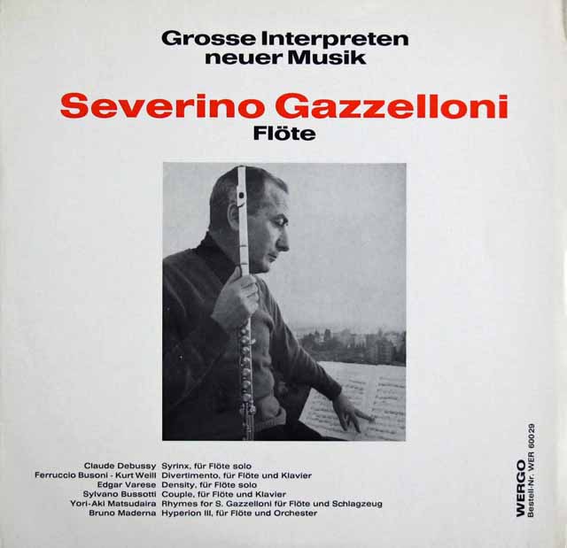ガッゼローニの現代フルート音楽集（ドビュッシー/「シリンクス」ほか）　独Wergo　3335　LP レコード