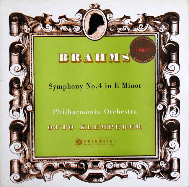 クレンペラーのブラームス/交響曲第4番  　英Columbia　3335　LP レコード