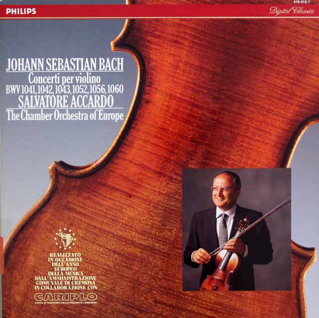 アッカルドのバッハ/ヴァイオリン協奏曲集　蘭PHILIPS　3338　LP レコード