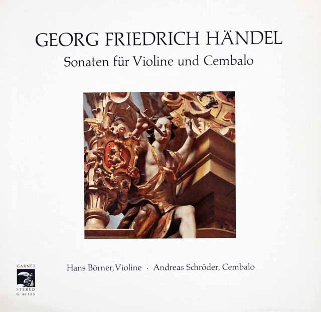 ベルナー、シュレーダーのヘンデル/ヴァイオリンとチェンバロのためのソナタ集　独GARNET　3796　LP レコード