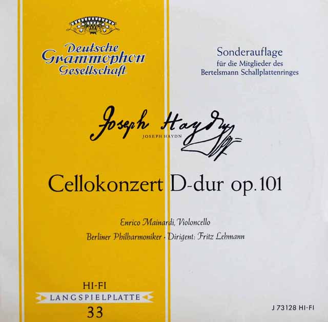 【10インチ盤】　マイナルディのハイドン/チェロ協奏曲 第2番　独DGG　3796　LP レコード
