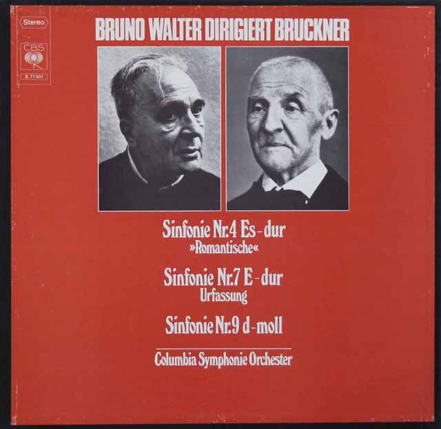 ワルターのブルックナー/交響曲第4番「ロマンティック」、7番&9番　独CBS　3339　LP レコード
