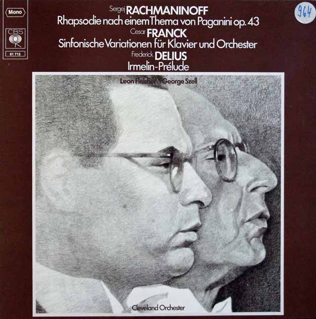 フライシャー、セルのラフマニノフ/パガニーニの主題による変奏曲ほか　独CBS　3796　LP レコード