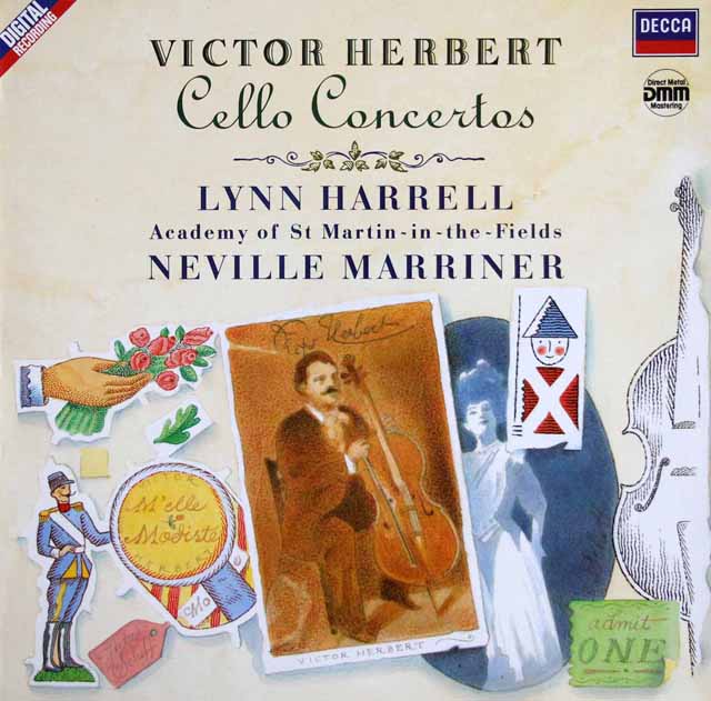 ハレル、マリナーのハーバート/チェロ協奏曲第1、2番ほか　独DECCA　3795　LP レコード