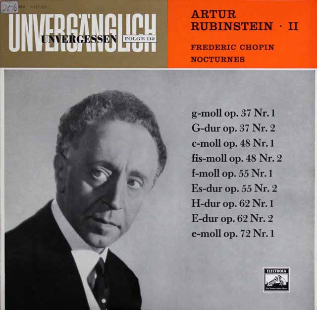 ルービンシュタインのショパン/ノクターン第11~19番　独ELECTROLA　3402　LP レコード