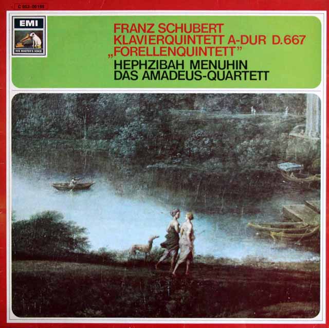 アマデウス四重奏団、H.メニューインのシューベルト/ピアノ五重奏曲「ます」　独EMI　3795　LP レコード