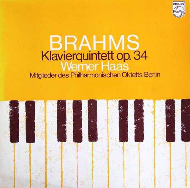 ハース、ベルリン・フィル八重奏団のメンバーのブラームス/ピアノ五重奏曲ヘ短調　蘭PHILIPS　3402　LP レコード