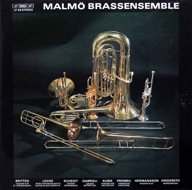 マルメ・ブラスアンサンブルのブリテン/「聖エドモンズ墓地のためのファンファーレ」ほか　独BIS　3795　LP レコード