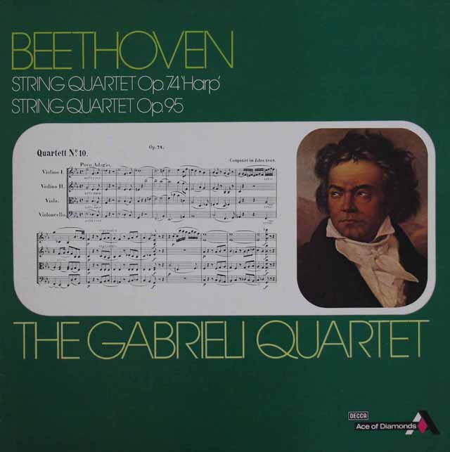 ガブリエリ四重奏団のベートーヴェン/弦楽四重奏曲第10番「ハープ」、第11番「セリオーソ」　英DECCA (Ace of Diamonds)　3403　LP レコード