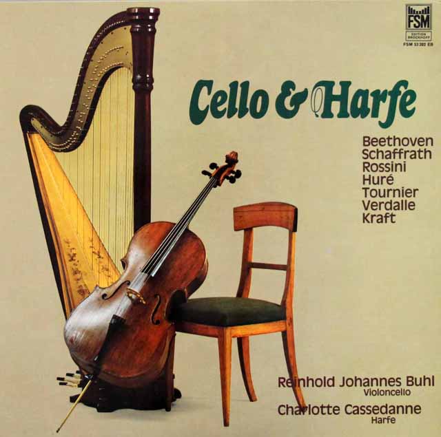 ブール、カセダンのチェロとハープのための作品集　独FSM　3794　LP レコード