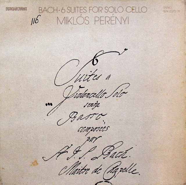 ペレーニのバッハ/無伴奏チェロ組曲（全曲）　ハンガリーHUNGAROTON　3404　LP レコード