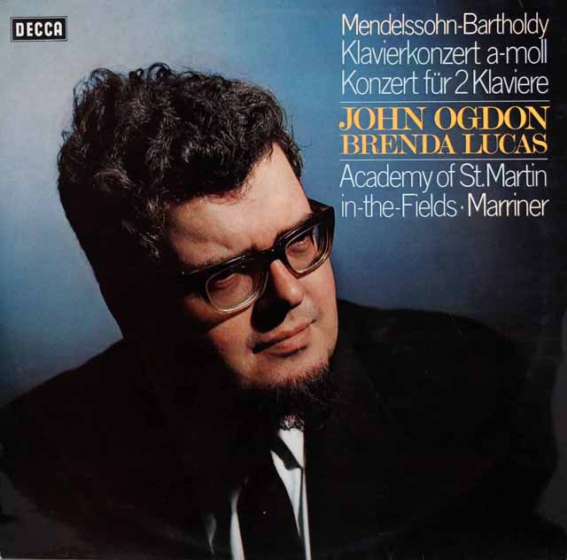 オグドン、ルーカス、マリナーのメンデルスゾーン/2台のピアノのための協奏曲ほか　独DECCA　3405　LP レコード