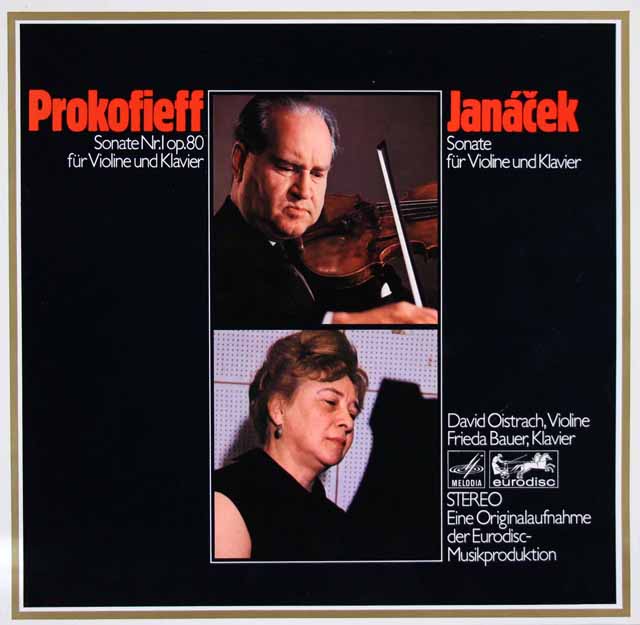 オイストラフのプロコフィエフ、ヤナーチェク/ヴァイオリンソナタ集　独eurodisc　3408　LP レコード