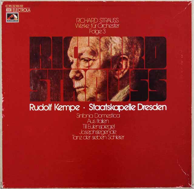 ケンペのR.シュトラウス/管弦楽曲集　Vol.3　（家庭交響曲、ティル・オイレンシュピーゲルの愉快な悪戯　ほか）　独EMI　3409　LP レコード