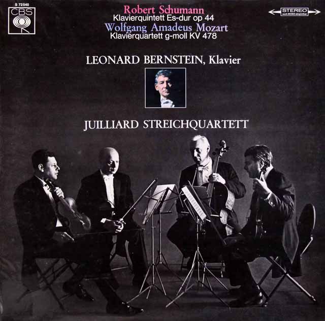 バーンスタイン、ジュリアード四重奏団のシューマン/ピアノ五重奏曲ほか　独CBS　3409　LP レコード