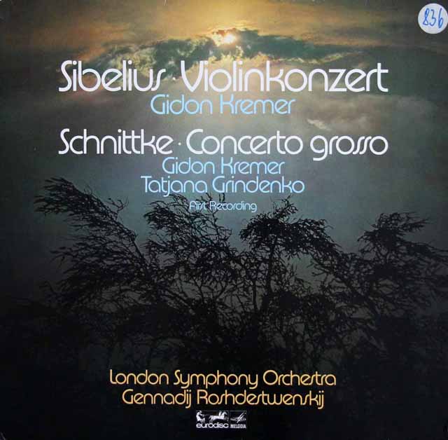 クレーメル、ロジェストヴェンスキーのシベリウス/ヴァイオリン協奏曲第ほか　独eurodisc　3410　LP レコード