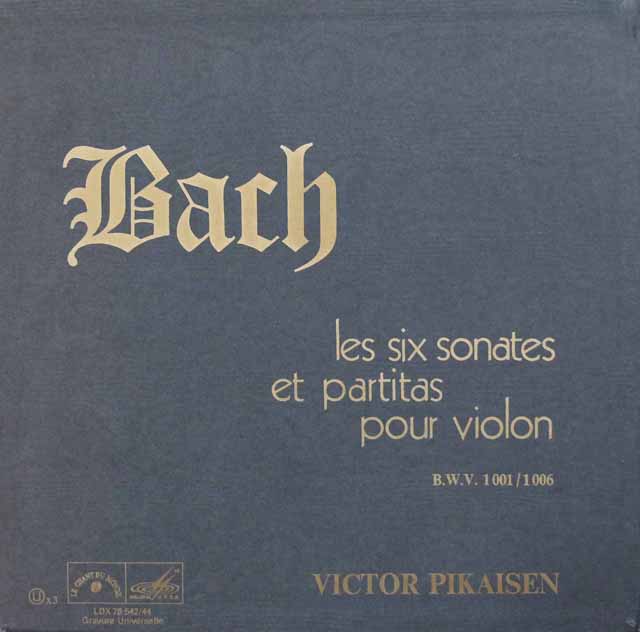 ピカイゼンのバッハ/無伴奏ヴァイオリンのためのソナタとパルティータ　仏LE　CHANT　DU　MONDE　3410　LP レコード