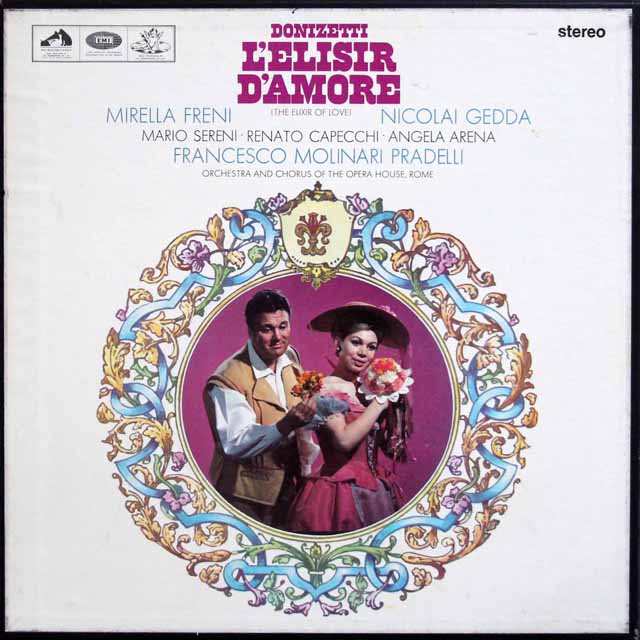 フレーニ、ゲッダ、プラデッリのドニゼッティ/歌劇「愛の妙薬」全曲　英HMV（EMI）　3411　LP レコード