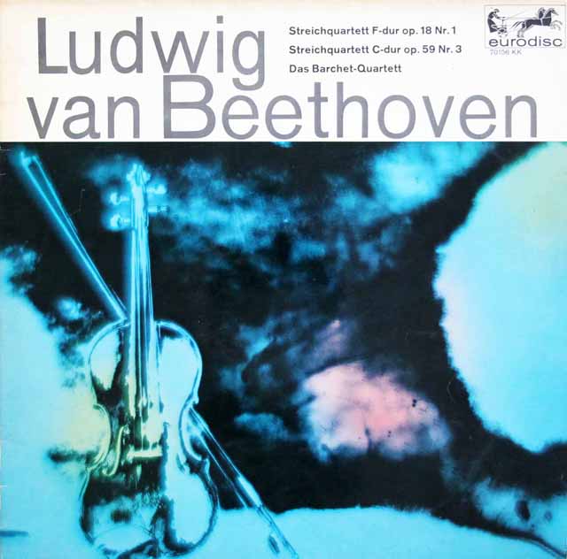 バルヒェット四重奏団のベートーヴェン/弦楽四重奏曲第1番&第9番「ラズモフスキー第3番」　独eurodisc　3412　LP レコード