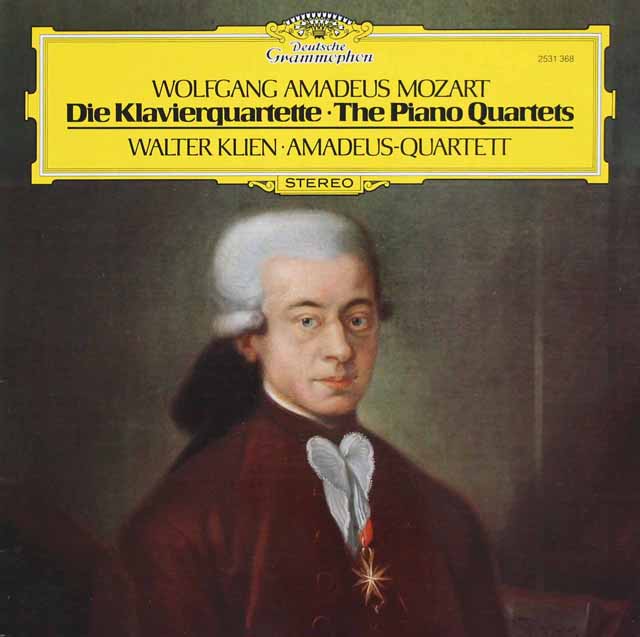 クリーン、アマデウス四重奏団のモーツァルト/ピアノ四重奏曲第1、2番　独DGG　3898　LP レコード