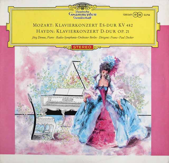【赤ステレオ/独最初期盤】　デームス、デッカーのモーツァルト/ピアノ協奏曲第22番ほか　独DGG　3416　LP レコード