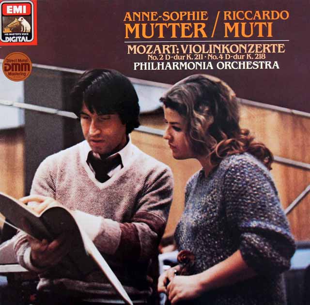 ムター、ムーティのモーツァルト/ヴァイオリン協奏曲第2、4番　独EMI　3896　LP レコード