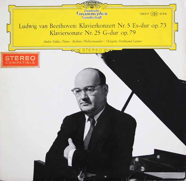 【細字ステレオ/独最初期盤】　フォルデス、ライトナーのベートーヴェン/ピアノ協奏曲第5番「皇帝」ほか　独DGG　3417　LP レコード