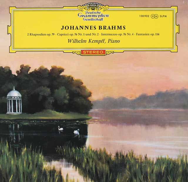 【赤ステレオ/独最初期盤】　ケンプのブラームス/「2つのラプソディ」ほか　独DGG　3418　LP レコード