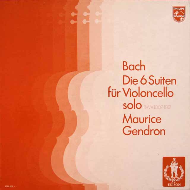 ジャンドロンのバッハ/無伴奏チェロ組曲全集　 蘭PHILIPS　3418　LP レコード