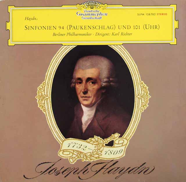 【赤ステレオ、独最初期盤】　リヒターのハイドン/交響曲第94番「驚愕」、第101番「時計」　独DGG　3421　LP レコード