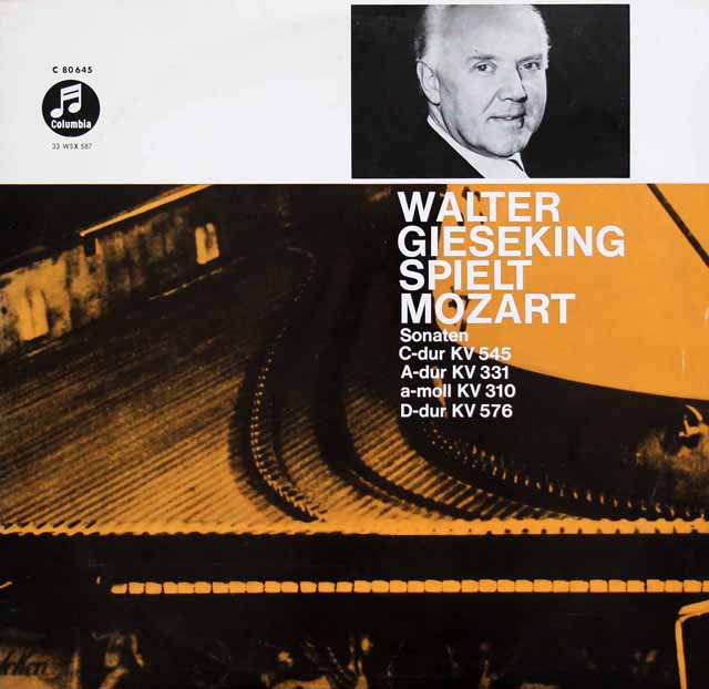 ギーゼキングのモーツァルト/ピアノソナタ第16、18、8、11番「トルコ行進曲つき」　独Columbia　3421　LP レコード