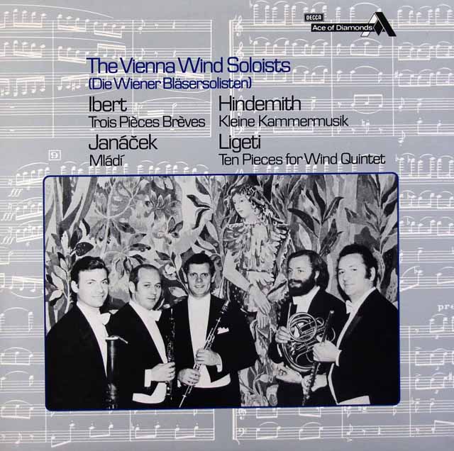 ウィーン・フィル管楽ゾリステンのイベール、ヤナーチェクほか室内楽曲集　英DECCA　3423　LP レコード