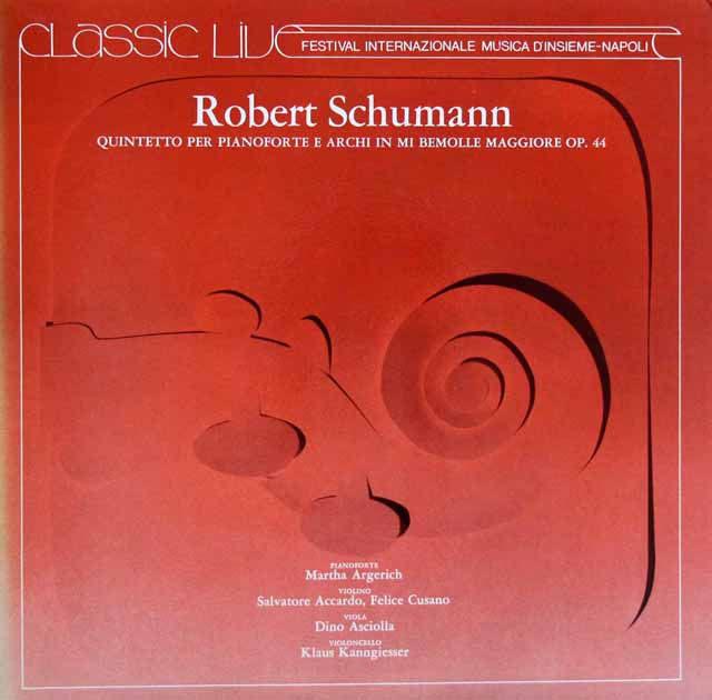 アルゲリッチ、アッカルドらのシューマン/ピアノ五重奏曲 変ホ長調　Festival Internazionale Musica d'Insieme - Napoli　伊PDU　3423　LP レコード