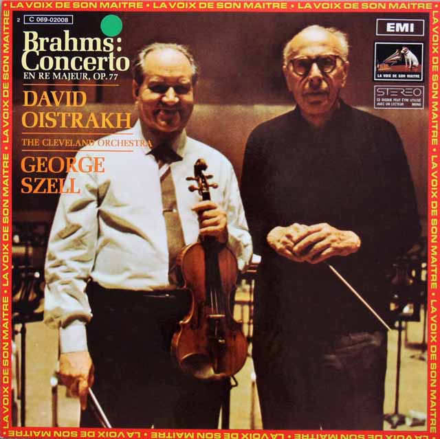 オイストラフ、セルのブラームス/ヴァイオリン協奏曲　仏EMI　3425　LP レコード