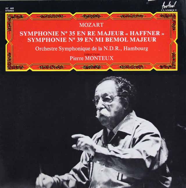 モントゥーのモーツァルト/交響曲第35番「ハフナー」＆第39番　仏festival   3426　LP レコード