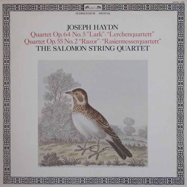 ザロモン弦楽四重奏団のハイドン/弦楽四重奏曲第67番「ひばり」、第61番「かみそり」　蘭L'OISEAU-LYRE　3427　LP レコード