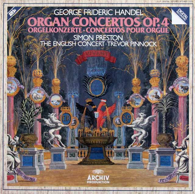 プレストン、ピノックのヘンデル/オルガン協奏曲　第1集　独ARCHIV　3427　LP レコード