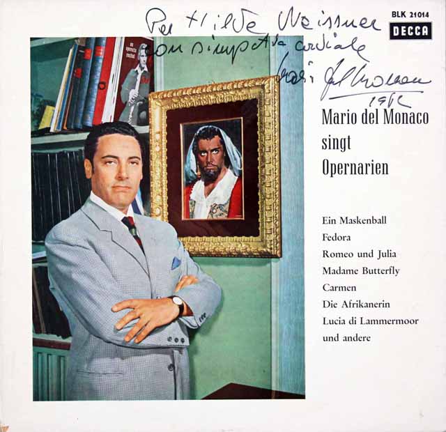 【直筆サイン入り】　デル=モナコのオペラ・アリア集　独DECCA　3428　LP レコード