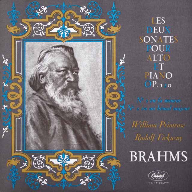 プリムローズ、フィルクスニーのブラームス/ヴィオラソナタ第1、2番　仏capital　3428　LP レコード