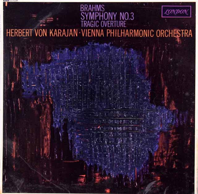 【入手難！】　カラヤンのブラームス/交響曲第3番、悲劇的序曲　英LONDON　3429　LP レコード