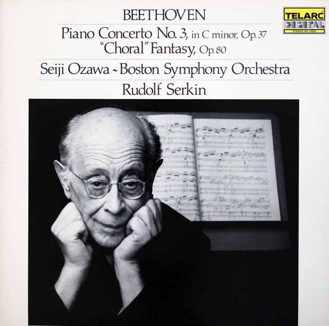 ゼルキン、小澤のベートーヴェン/ピアノ協奏曲第3番、合唱幻想曲　独TELARC　3429　LP レコード